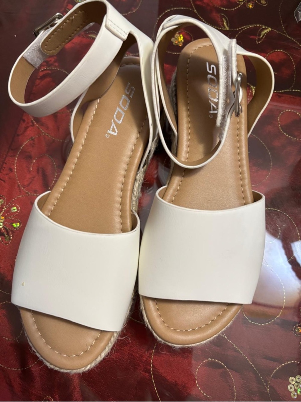 SODA White Women's Ankle-Strap Open-Toe Sandals